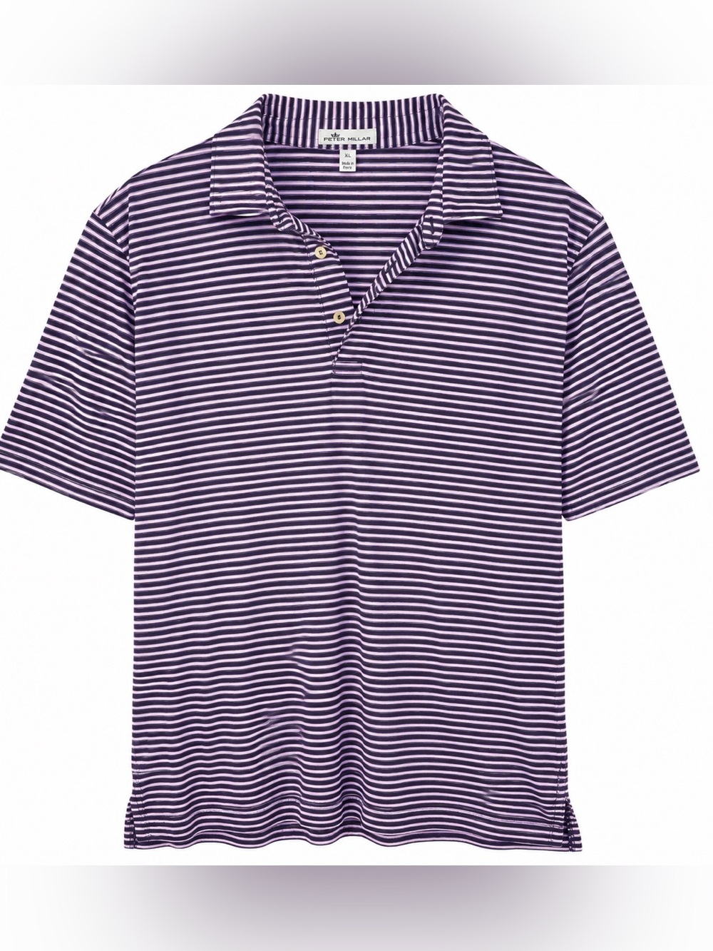 Peter Millar Crown Sport Golf Polo Shirt XL Purple Striped Performance Polo